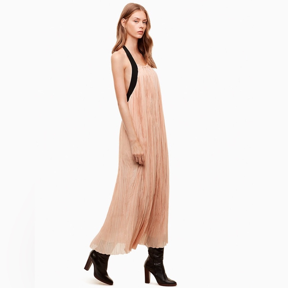 Aritzia light pink halter maxi dress